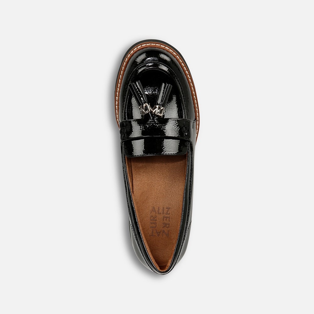 Naturalizer Committed Lug Loafer - Black Faux Patent Leather