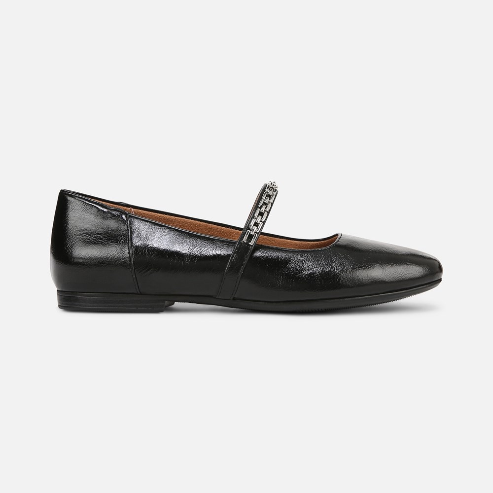 Naturalizer Kelly Chain Mary Jane Flat - Black Faux Leather