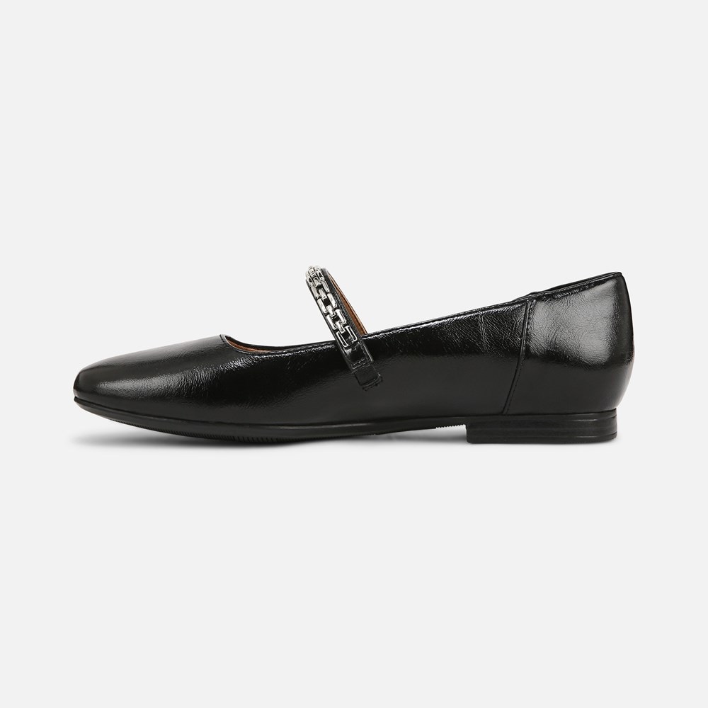 Naturalizer Kelly Chain Mary Jane Flat - Black Faux Leather