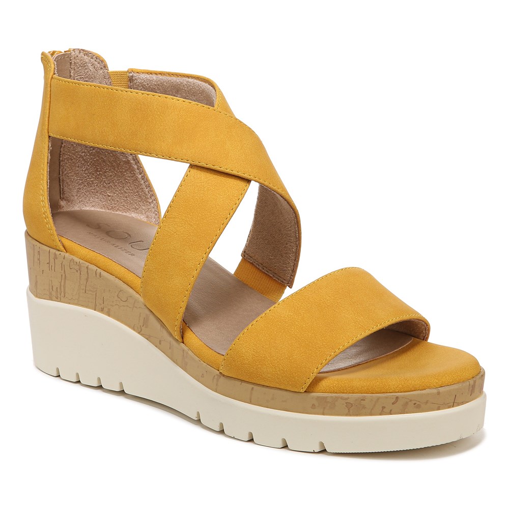 Naturalizer Soul Goodtimes Wedge Sandal - Yellow Synthetic