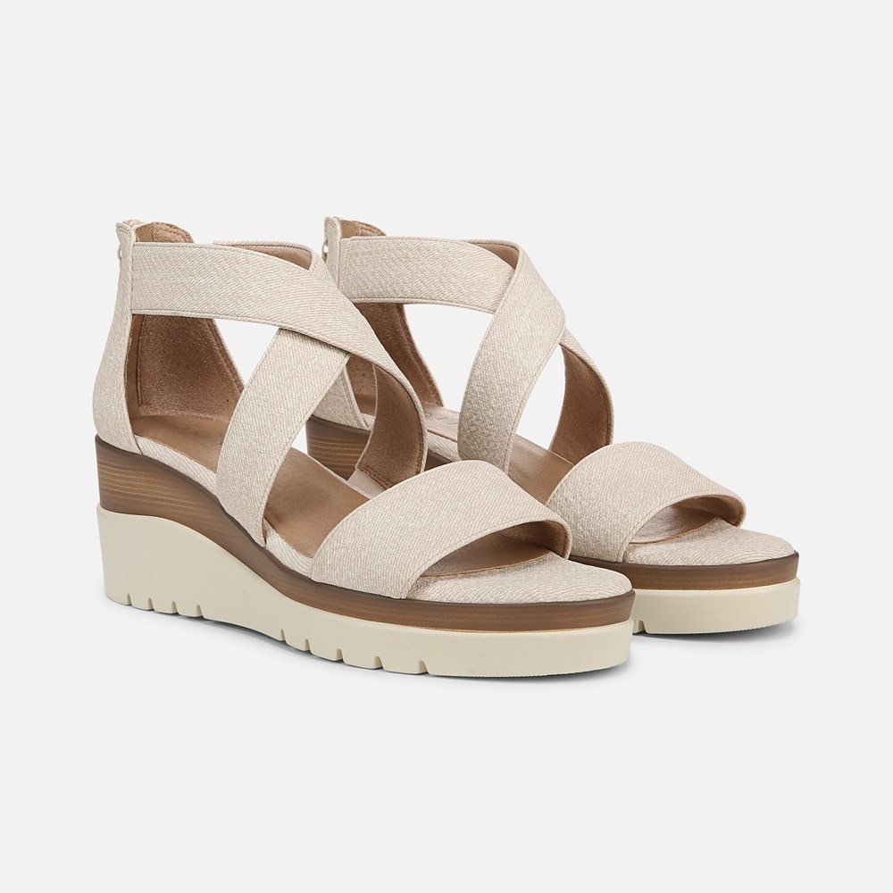 Naturalizer Soul Goodtimes Wedge Sandal - Light Sand Faux Leather