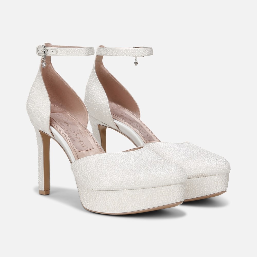 Naturalizer Rak Ankle Strap Dress Shoe - Silk White Fabric
