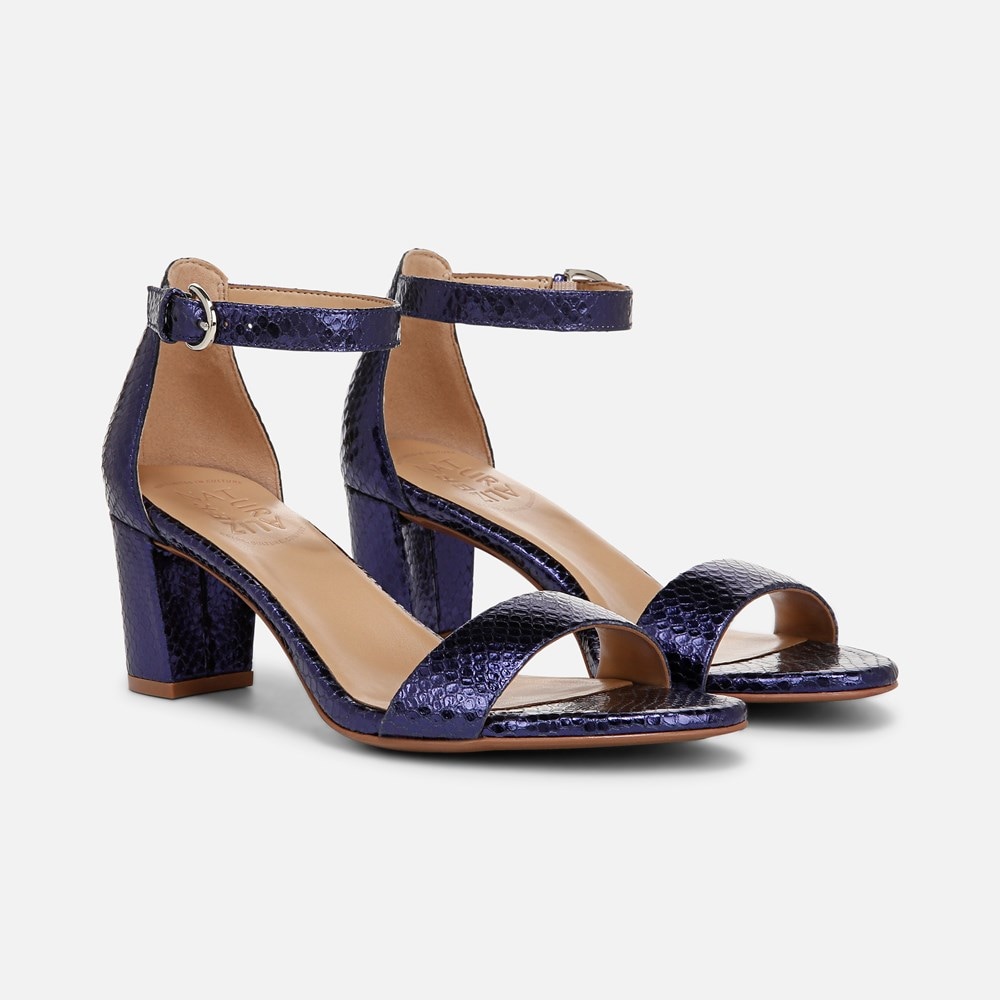 Naturalizer Limited Edition Vera Dress Sandal - Future Dusk Blue Metallic Snake Print Leather