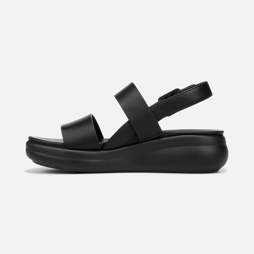Naturalizer Coast Wedge Sandal - Tumbled Black Faux Leather
