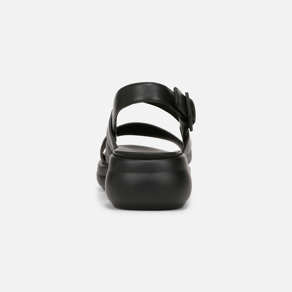 Naturalizer Coast Wedge Sandal - Tumbled Black Faux Leather