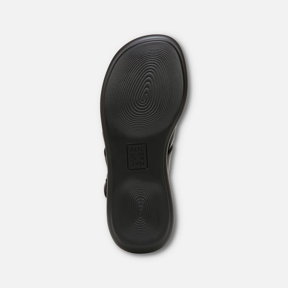 Naturalizer Coast Wedge Sandal - Tumbled Black Faux Leather