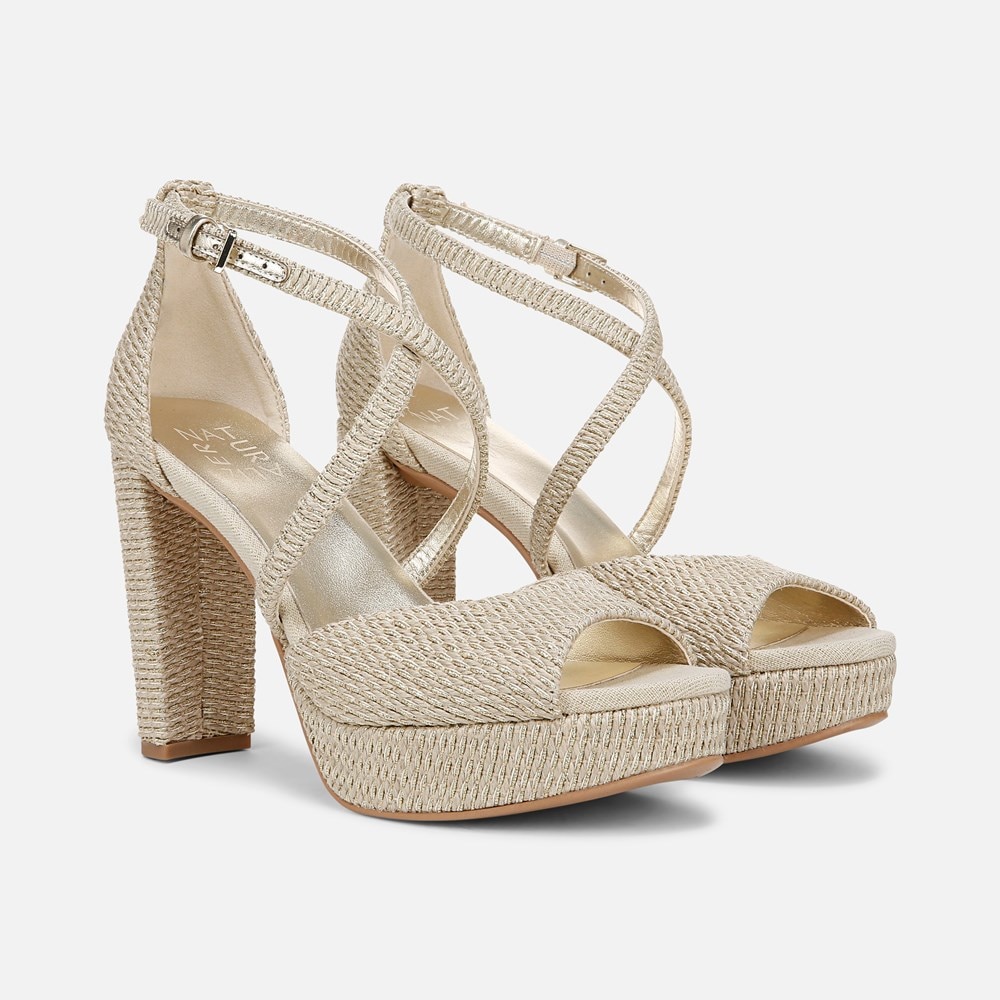 Naturalizer Melody Dress Sandal - Light Tan Metallic Woven Fabric
