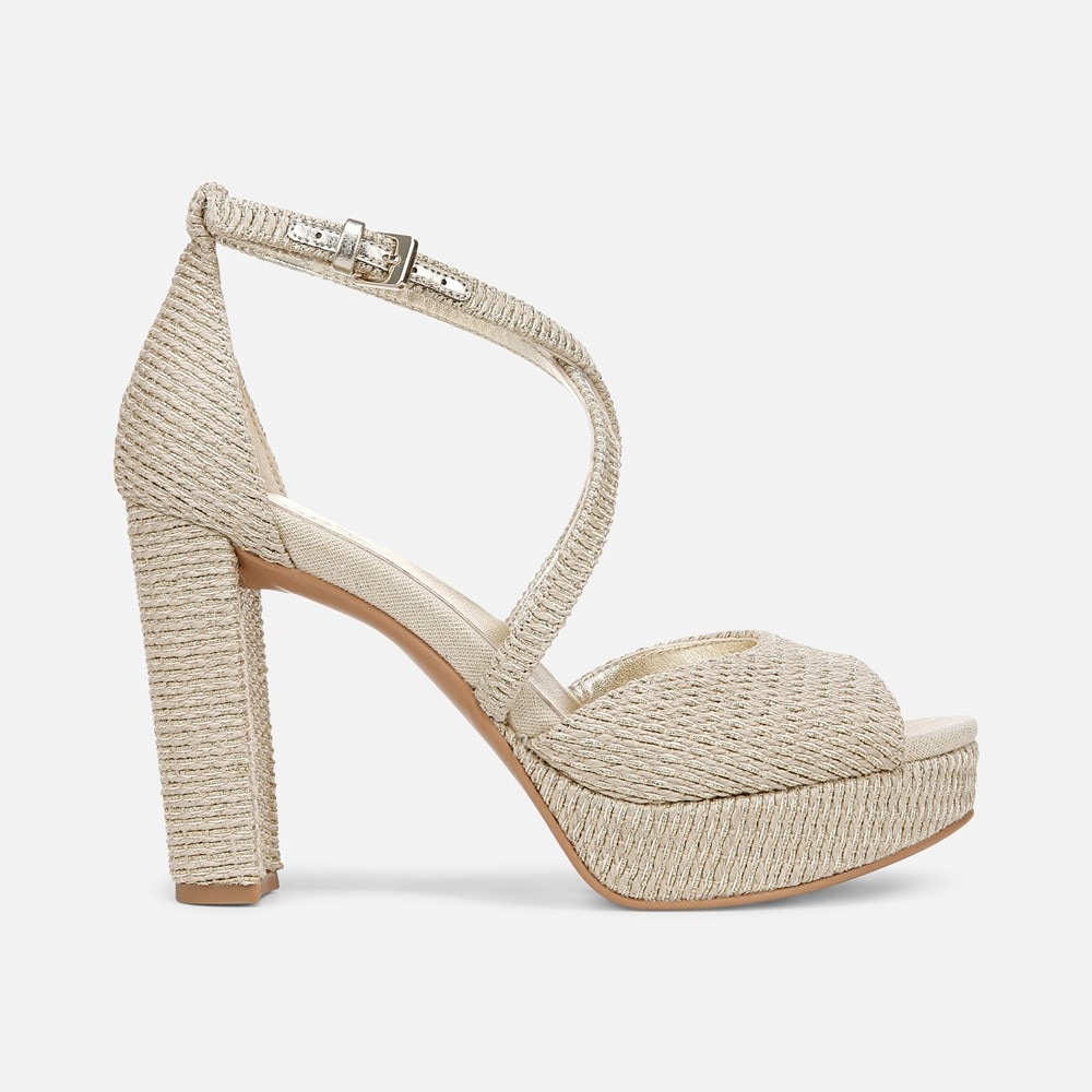 Naturalizer Melody Dress Sandal - Light Tan Metallic Woven Fabric
