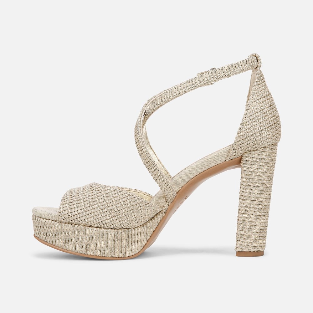 Naturalizer Melody Dress Sandal - Light Tan Metallic Woven Fabric