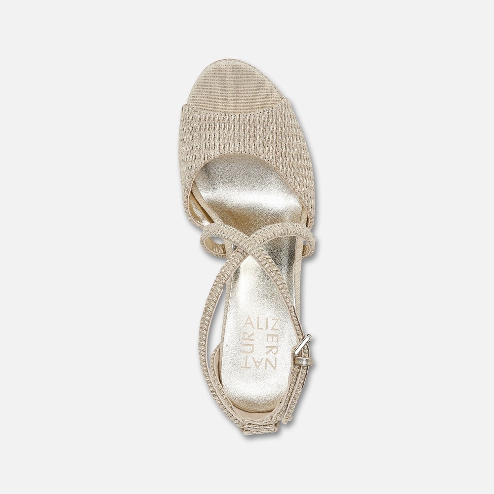 Naturalizer Melody Dress Sandal - Light Tan Metallic Woven Fabric