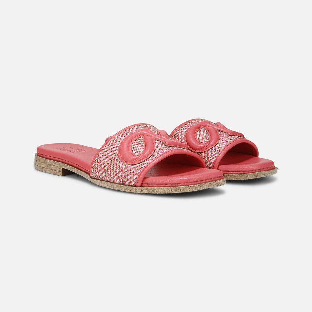 Naturalizer Genevieve Slide Sandal - Sunset Coral Pink Woven Leather
