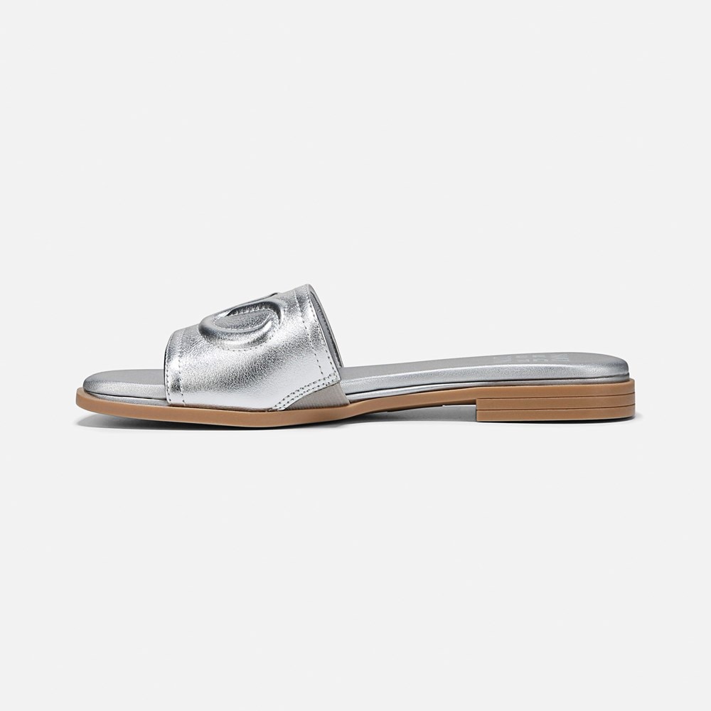 Naturalizer Genevieve Slide Sandal - Silver Leather