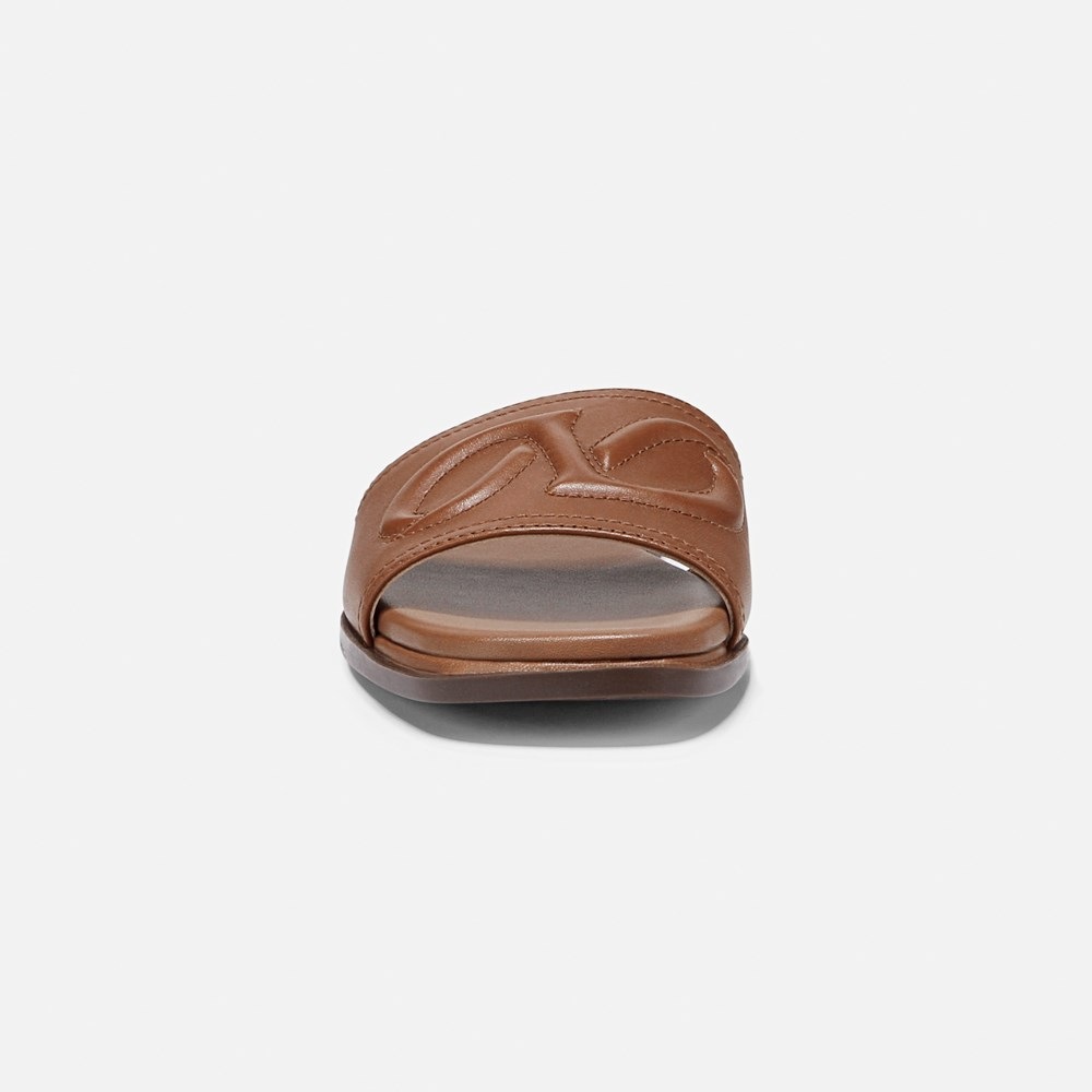 Naturalizer Genevieve Slide Sandal - English Tea Brown Leather