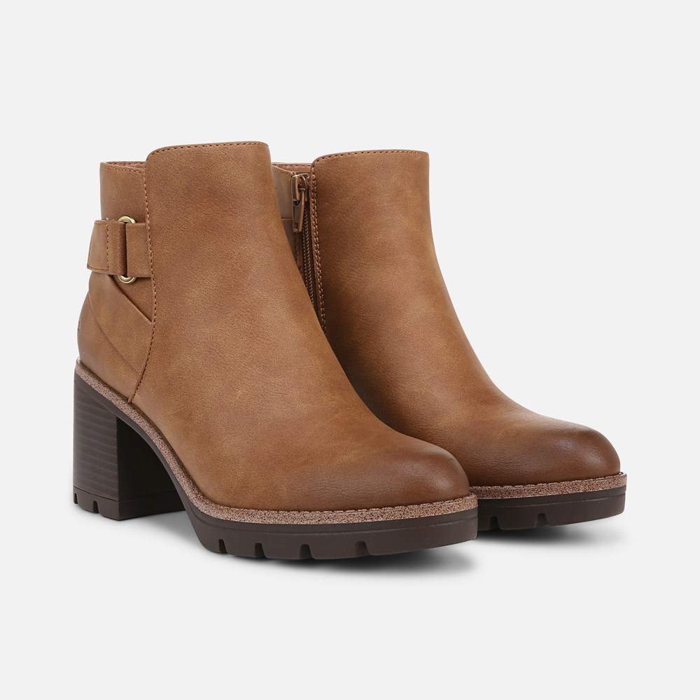 Naturalizer Madalynn Strap Bootie - Chestnut Brown Faux Leather