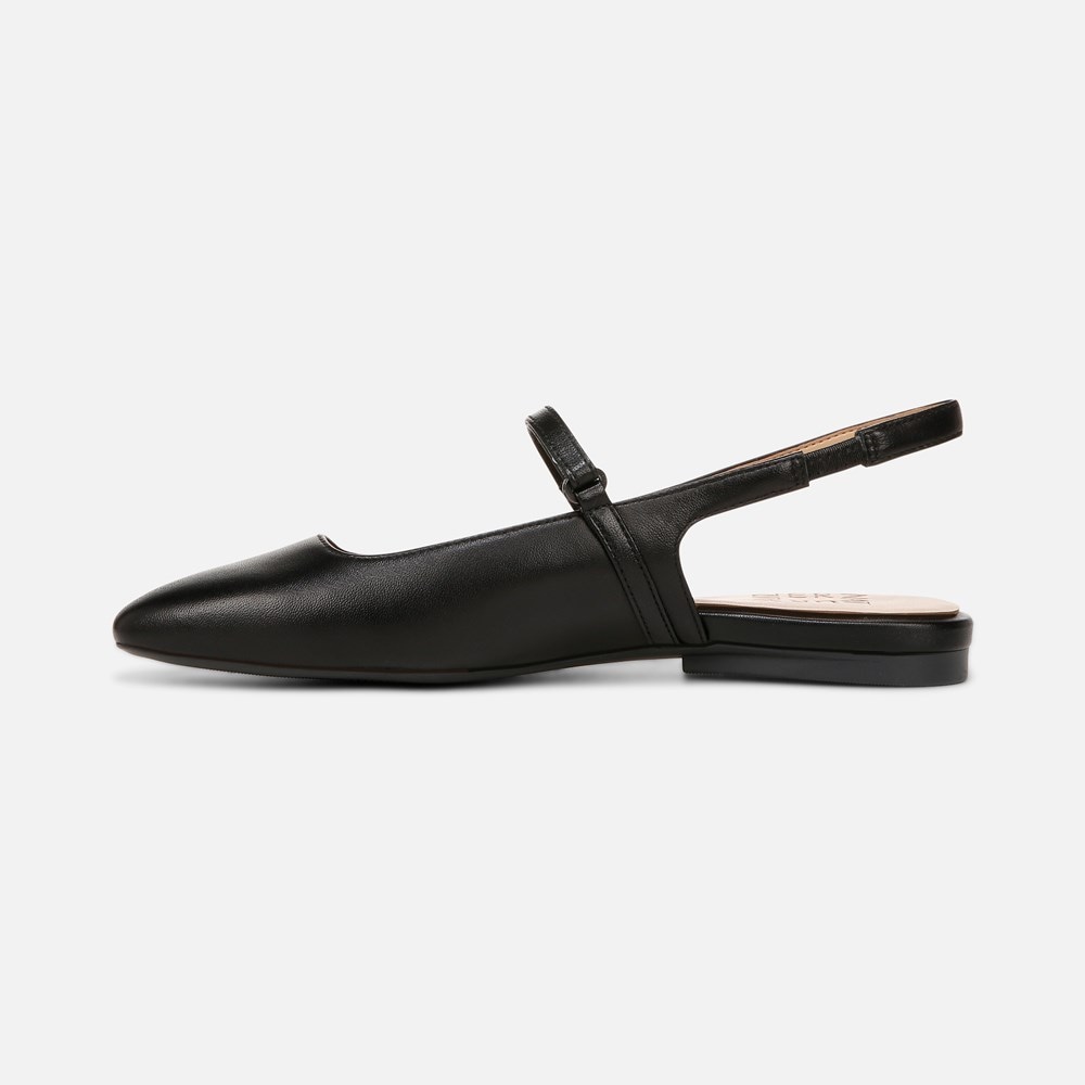 Naturalizer Connie Mary Jane Slingback Flat - Black Leather