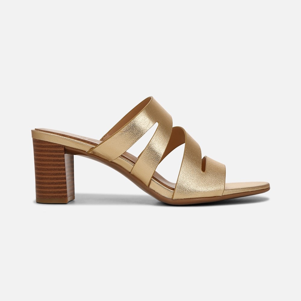 Naturalizer Beaming Slide Sandal - Dark Gold Faux Leather