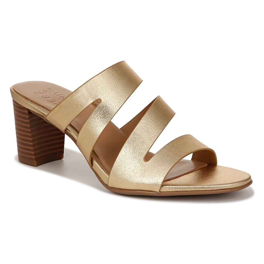 Naturalizer Beaming Slide Sandal - Dark Gold Faux Leather