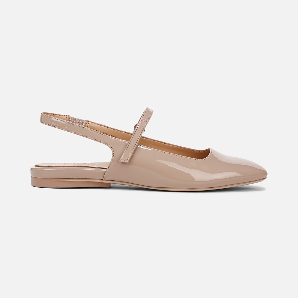 Naturalizer Connie Mary Jane Slingback Flat - Warm Taupe Patent Faux Leather