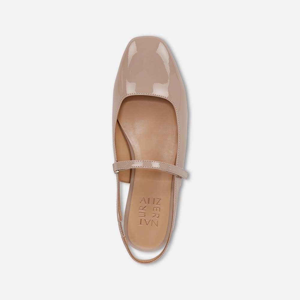 Naturalizer Connie Mary Jane Slingback Flat - Warm Taupe Patent Faux Leather