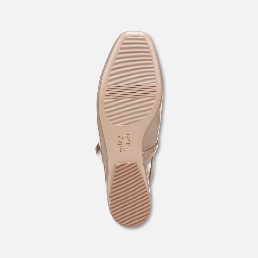 Naturalizer Connie Mary Jane Slingback Flat - Warm Taupe Patent Faux Leather