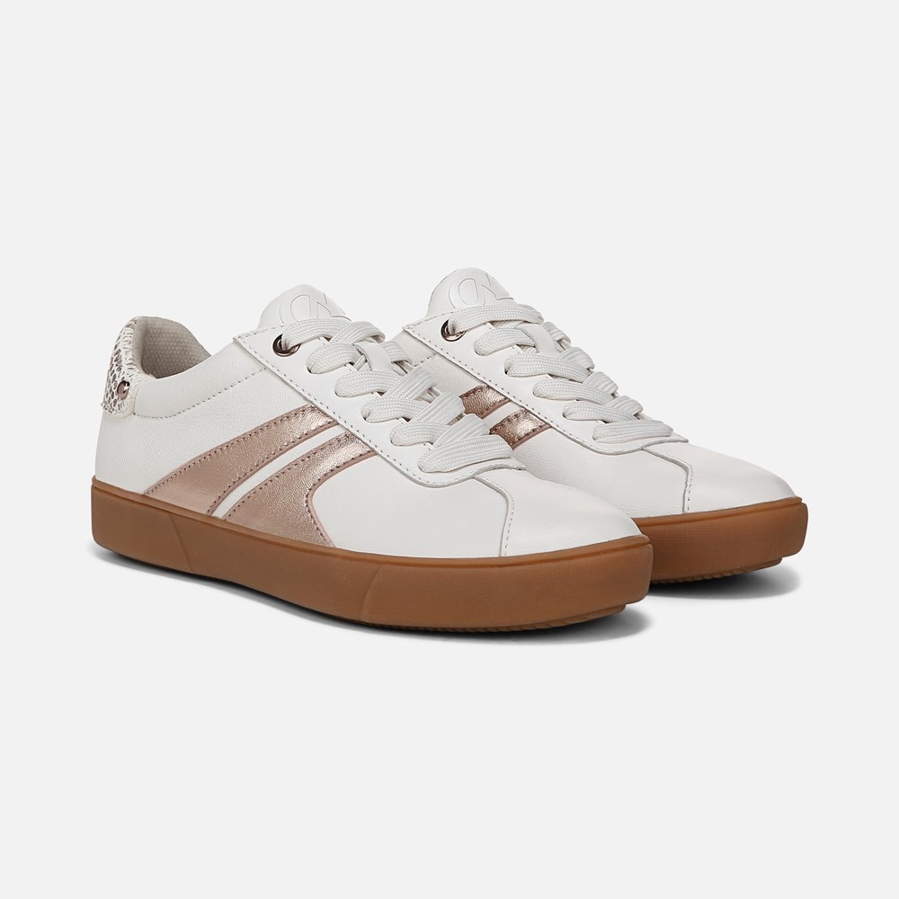 Naturalizer Medina Lace Up Sneaker - Warm White / Rose Gold Leather