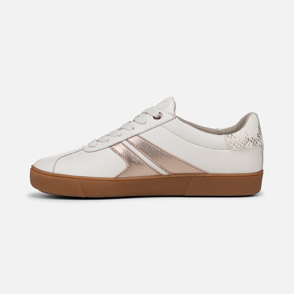 Naturalizer Medina Lace Up Sneaker - Warm White / Rose Gold Leather