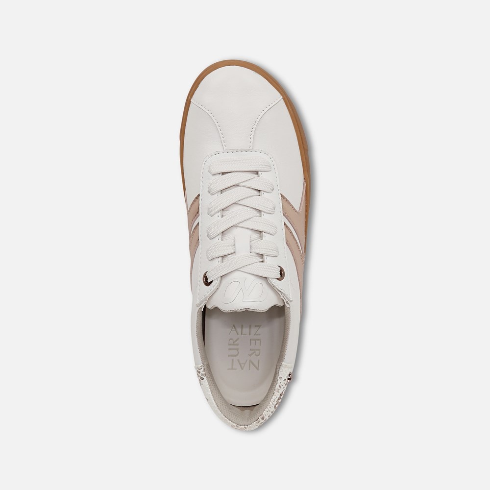 Naturalizer Medina Lace Up Sneaker - Warm White / Rose Gold Leather