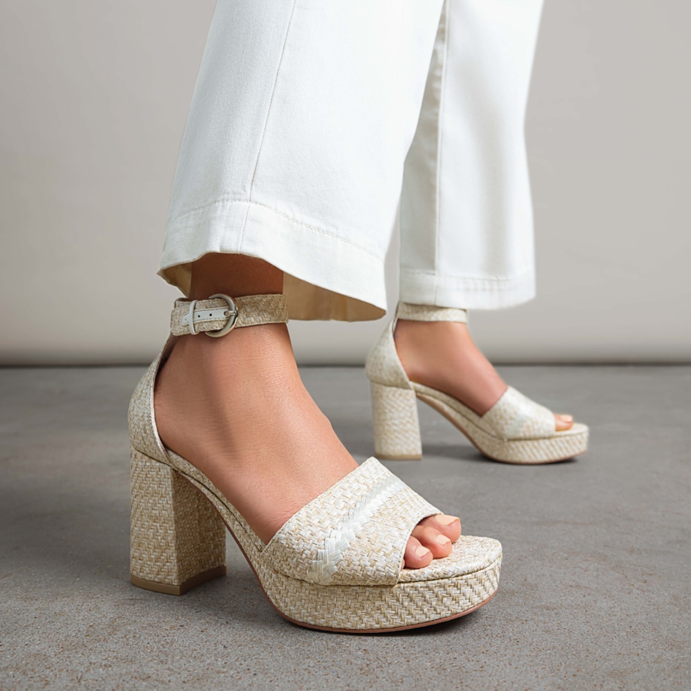 Naturalizer Pearlyn Dress Sandal - Eggshell Beige Raffia