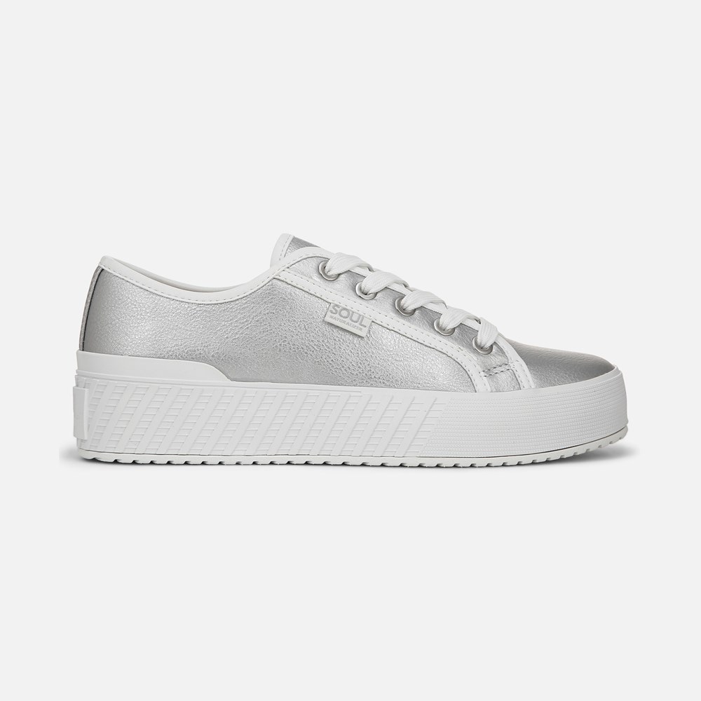 Naturalizer SOUL Iliana Lace Up Sneaker - Silver Faux Leather