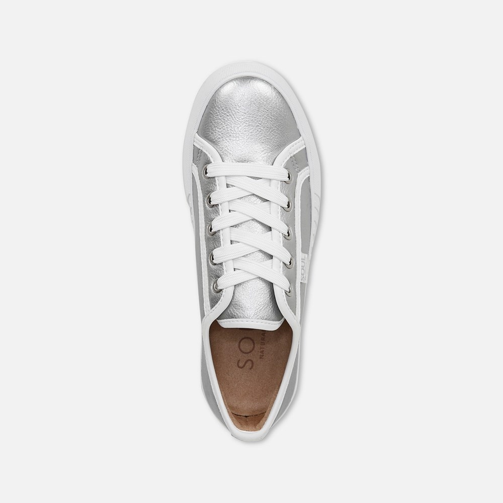 Naturalizer SOUL Iliana Lace Up Sneaker - Silver Faux Leather
