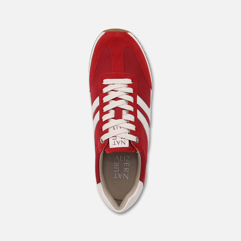 Naturalizer Lorena Lace Up Sneaker - Deep Red Fabric \\u0026 Suede