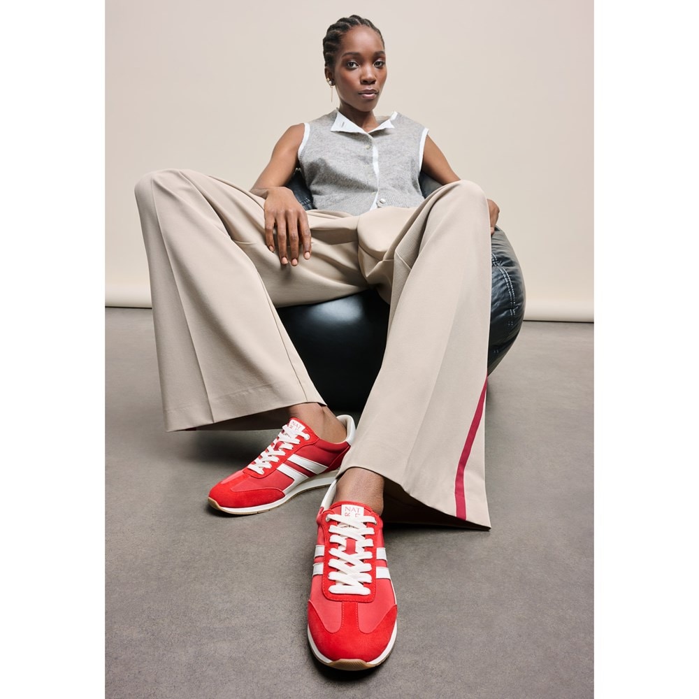 Naturalizer Lorena Lace Up Sneaker - Deep Red Fabric \\u0026 Suede