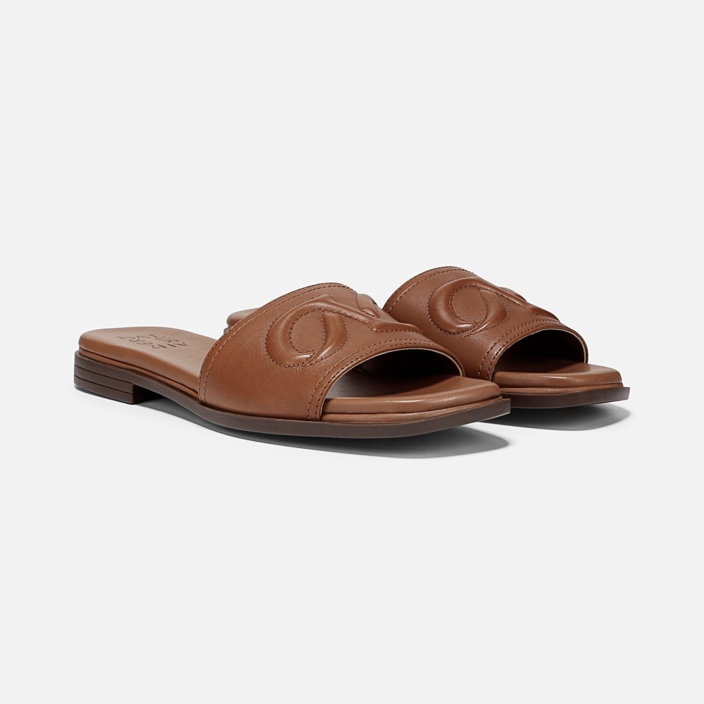Naturalizer Genevieve Slide Sandal - English Tea Brown Leather