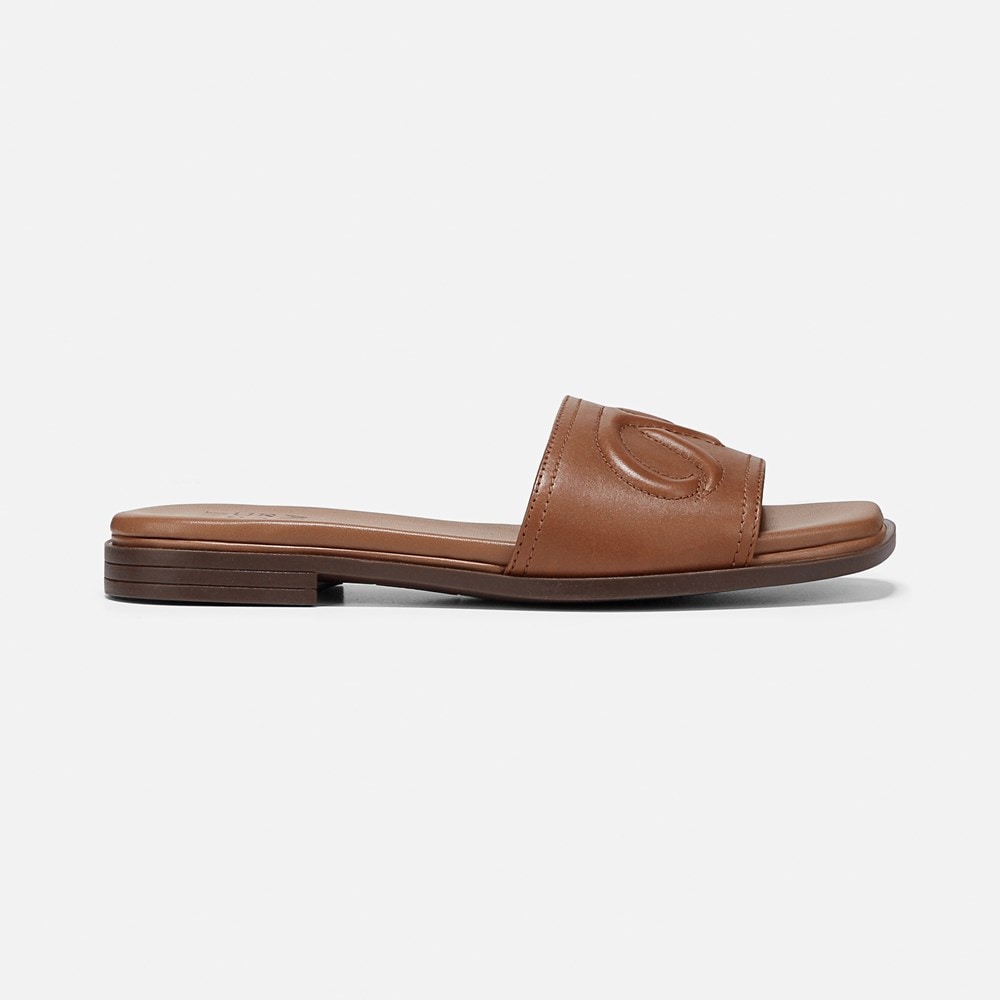 Naturalizer Genevieve Slide Sandal - English Tea Brown Leather