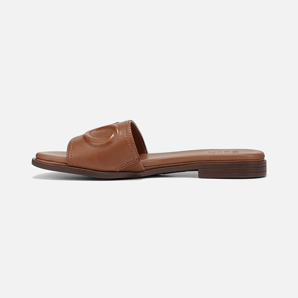 Naturalizer Genevieve Slide Sandal - English Tea Brown Leather
