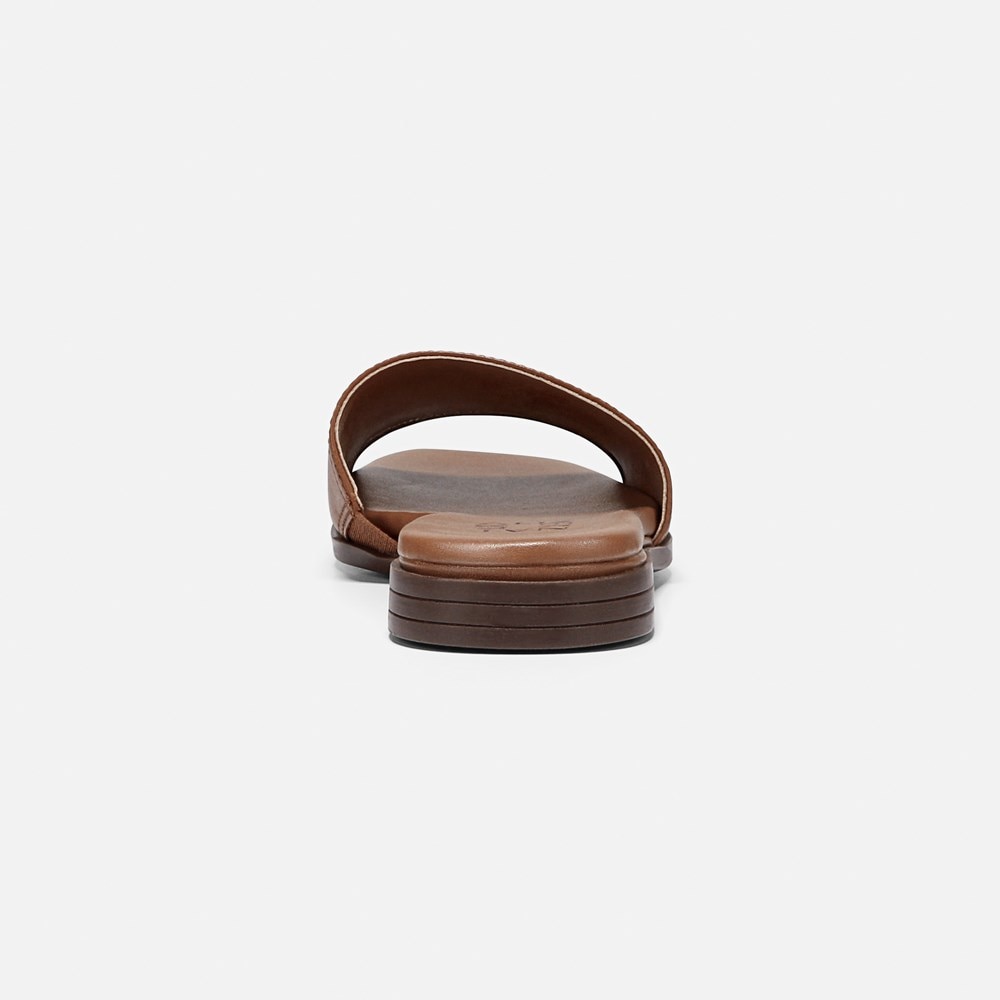 Naturalizer Genevieve Slide Sandal - English Tea Brown Leather