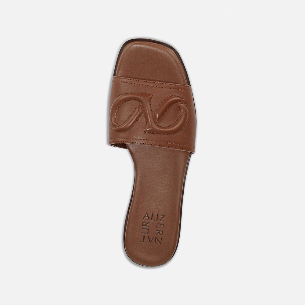 Naturalizer Genevieve Slide Sandal - English Tea Brown Leather
