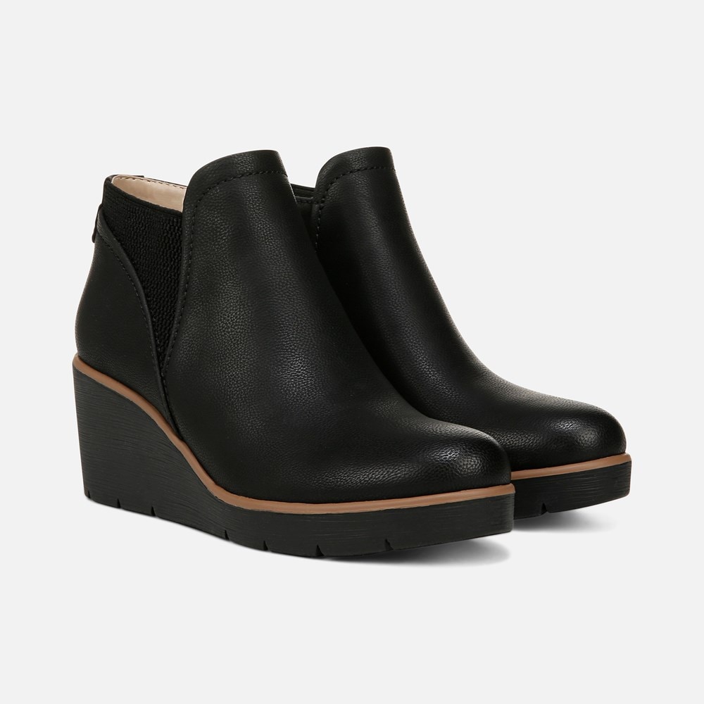 Naturalizer SOUL Affirm Weather Resistant Ankle Booties - Black Faux Leather