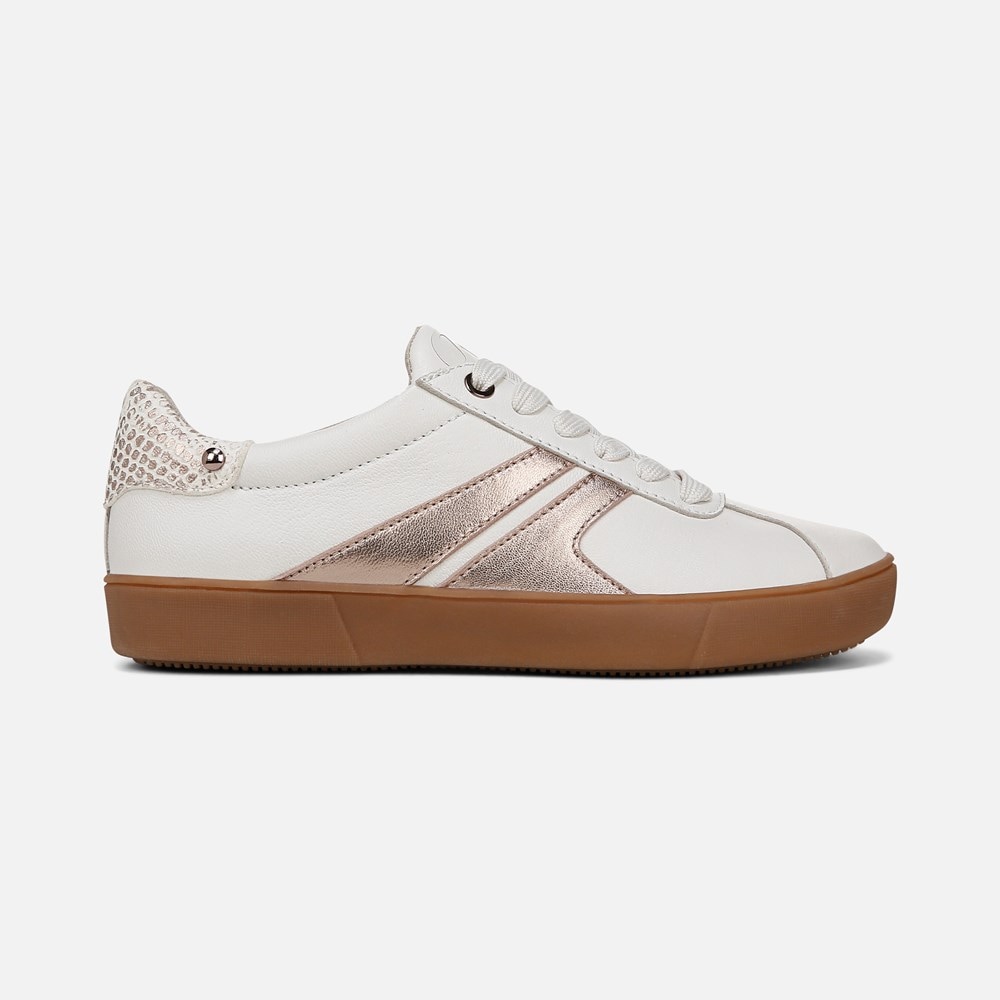 Naturalizer Medina Lace Up Sneaker - Warm White / Rose Gold Leather
