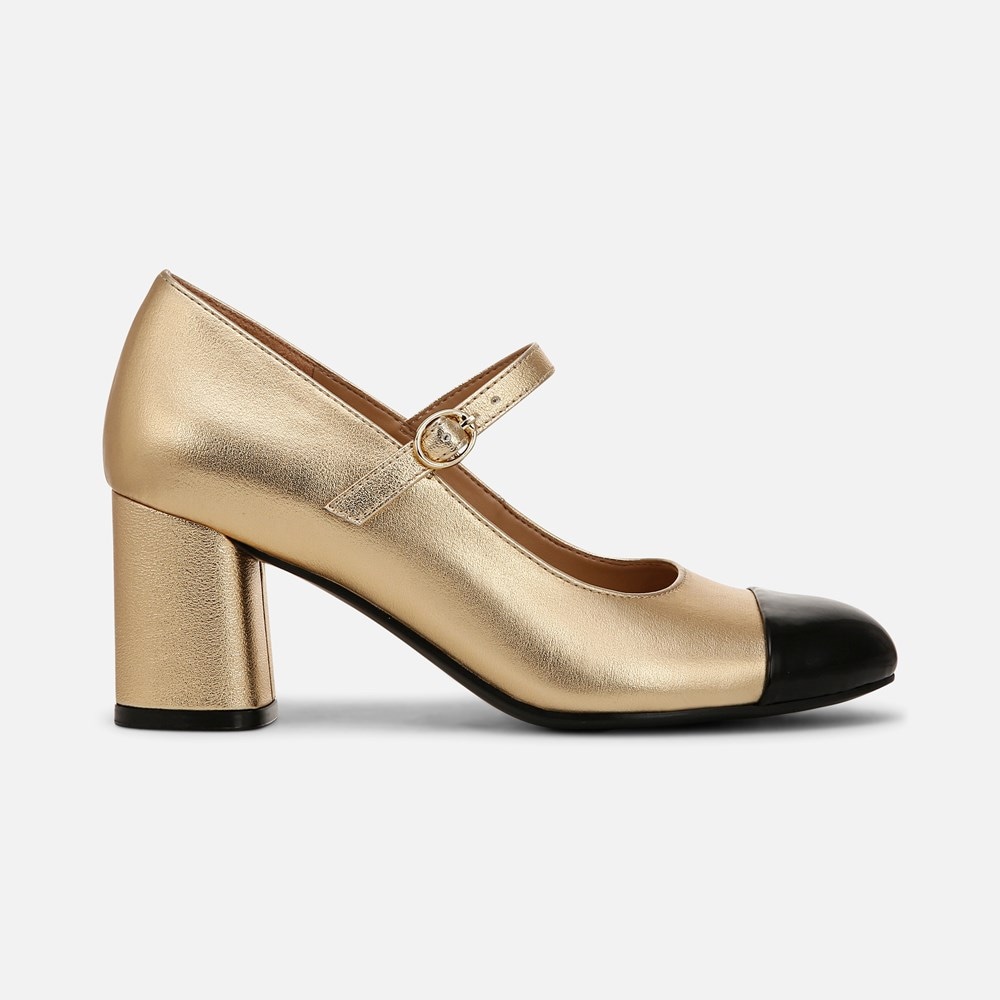 Naturalizer Lovable Mary Jane - Dark Gold / Black Faux Leather