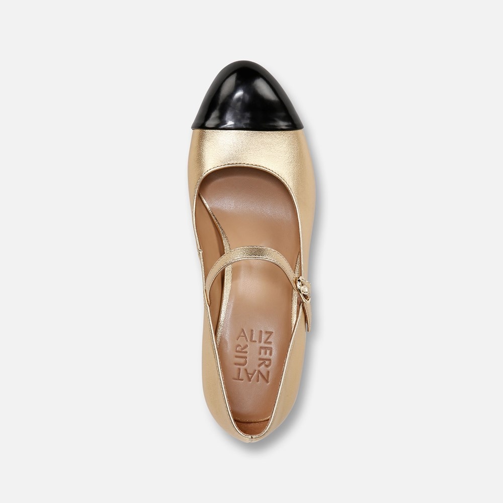 Naturalizer Lovable Mary Jane - Dark Gold / Black Faux Leather