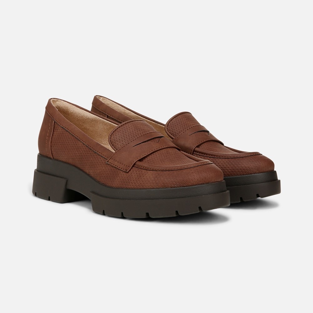 Naturalizer SOUL Ophelia Lug Sole Loafer - Cappuccino Brown Faux Leather