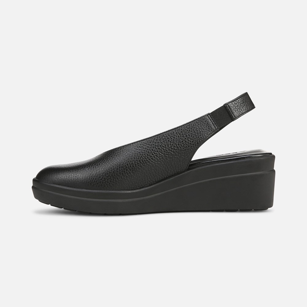 Naturalizer Sutton Slingback Wedge - Black Leather