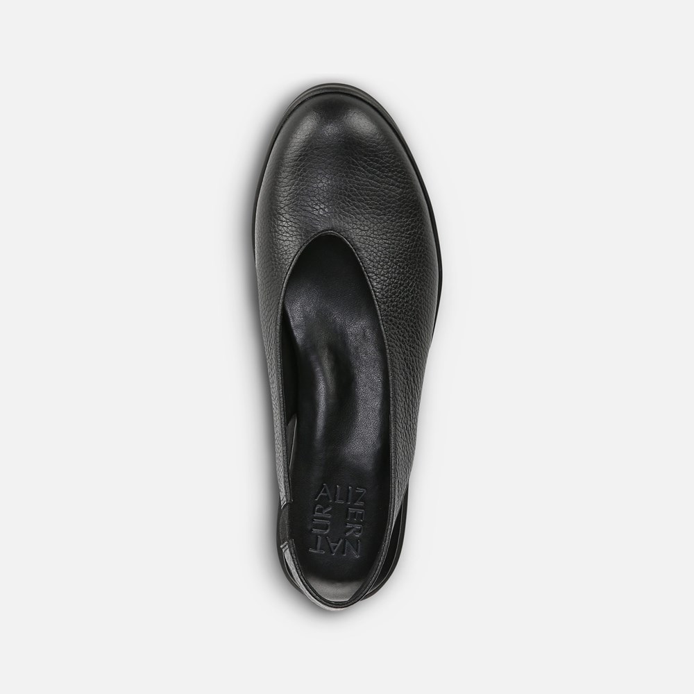 Naturalizer Sutton Slingback Wedge - Black Leather