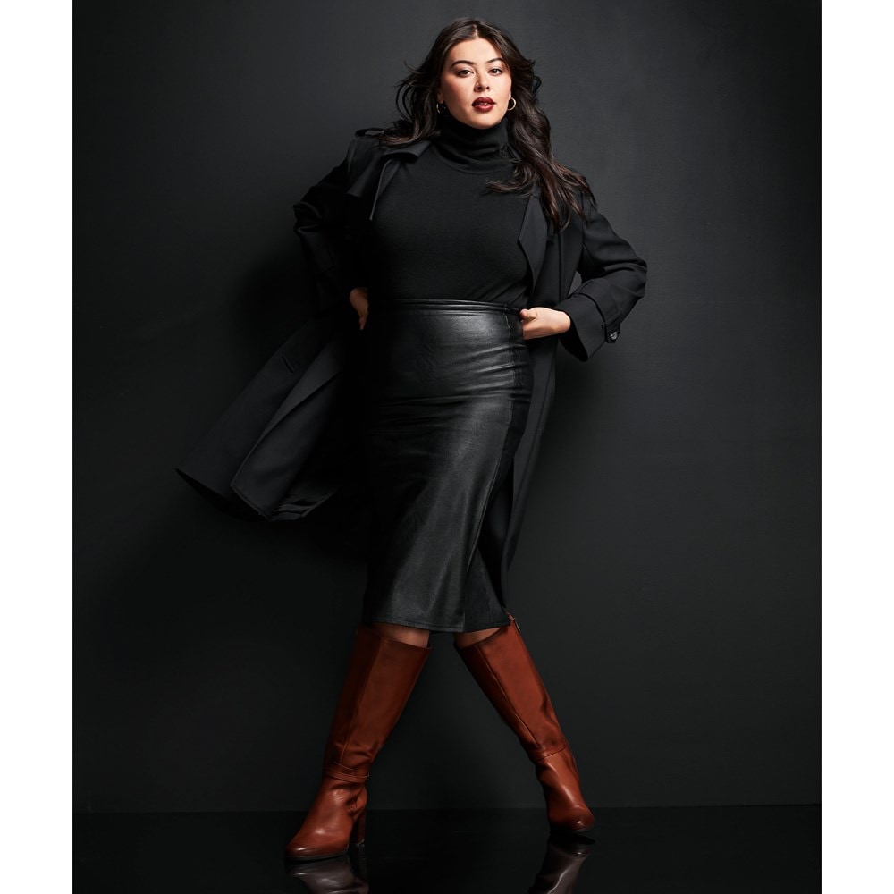 Naturalizer Kalina Wide Calf Knee High Boot - Cider Spice Leather