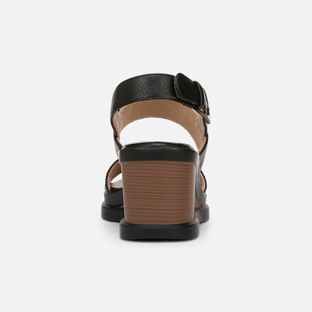 Naturalizer SOUL Livia Wedge Sandal - Black Faux Leather