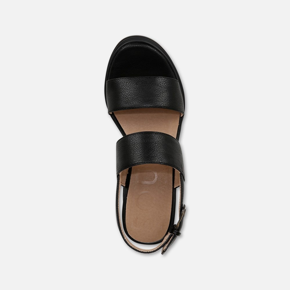 Naturalizer SOUL Livia Wedge Sandal - Black Faux Leather