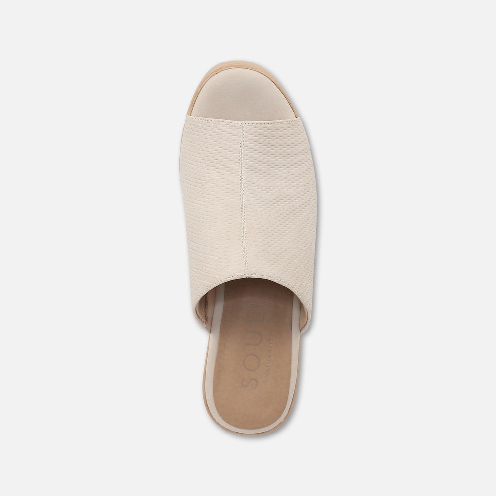 Naturalizer Soul Goodtimes Mule Wedge Sandal - Porcelain Faux Leather