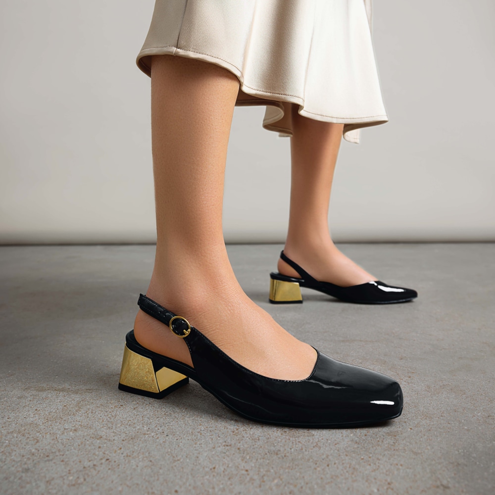 Naturalizer Jayla Slingback Pump - Black Faux Leather